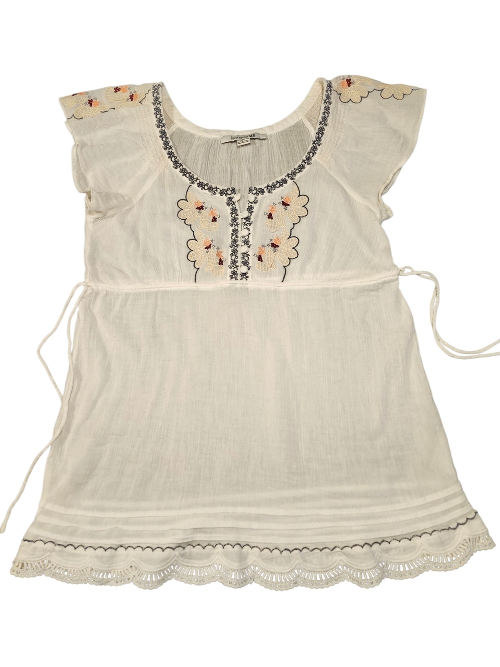 Forever 21 Boho Peasant White Gauze Cap Sleeve Tank Top